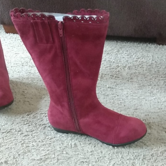 Jessica London suede boots 7.5 wide width Burgendy - Picture 2 of 9